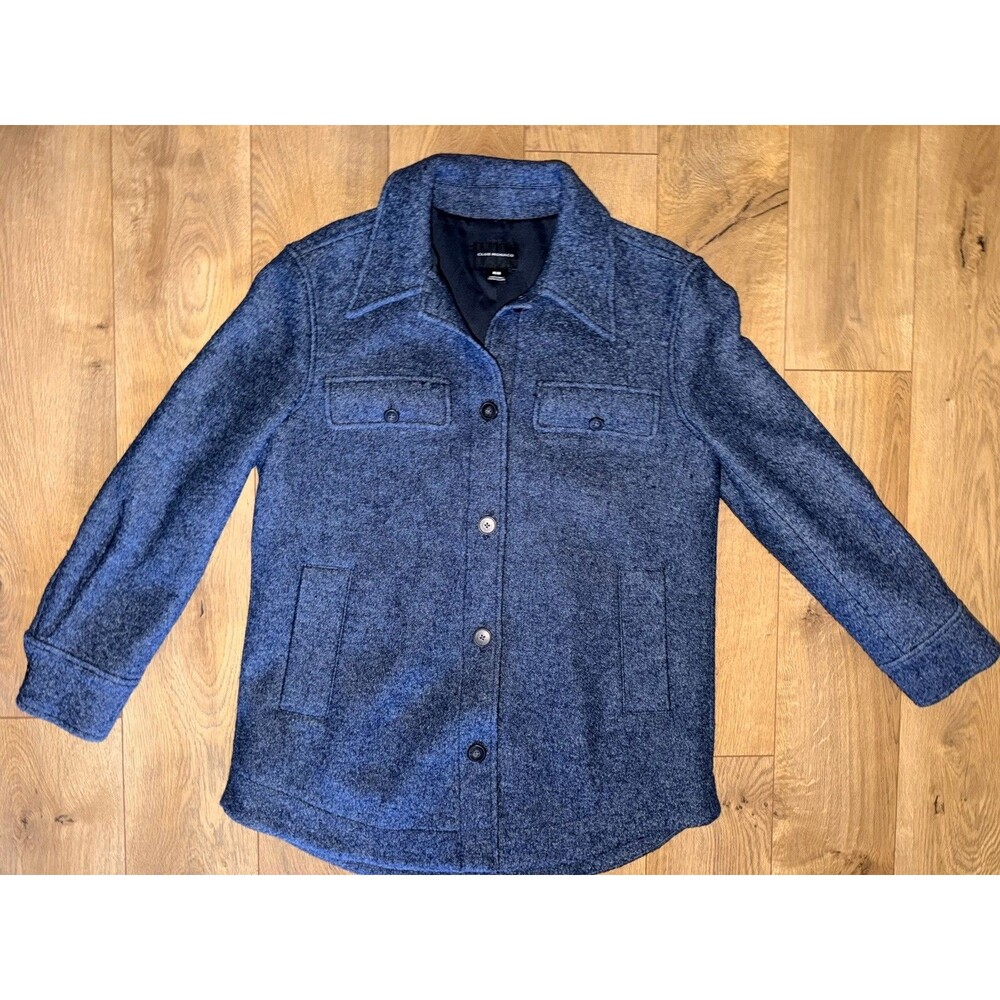 Women’s Club Monaco Blue Shirt Jacket Button Closure Pockets Lined Collared Med
